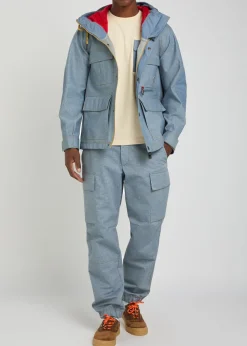 Belted denim cargo trousers