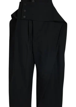 Belted-effect wide-leg woven trousers