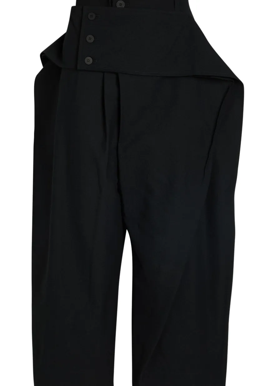 Belted-effect wide-leg woven trousers