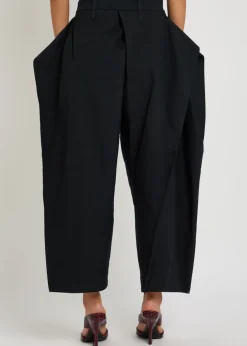 Belted-effect wide-leg woven trousers
