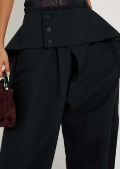 Belted-effect wide-leg woven trousers