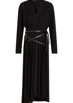 Belted jersey midi dress