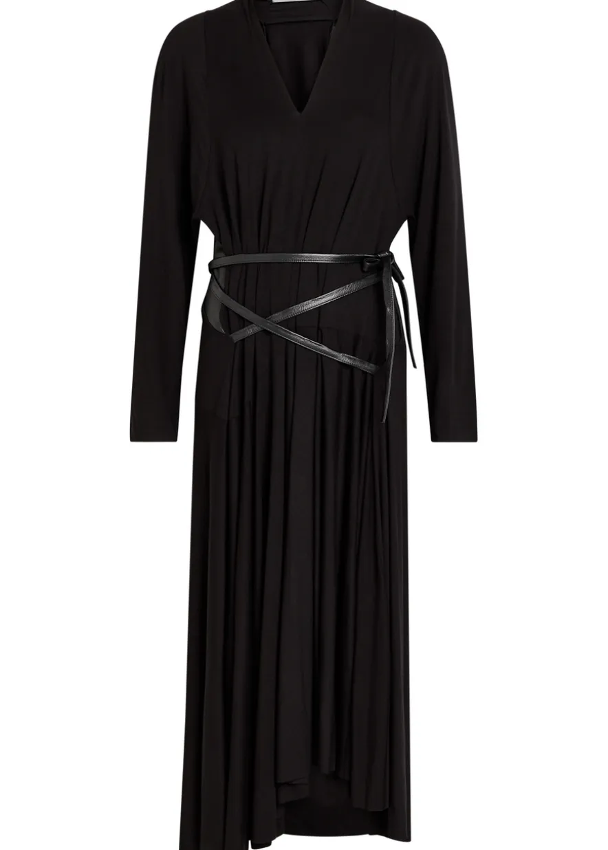 Belted jersey midi dress