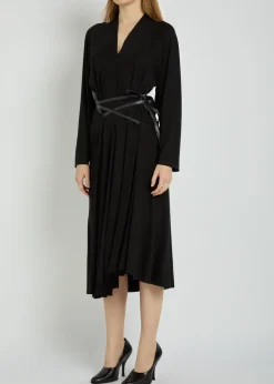 Belted jersey midi dress