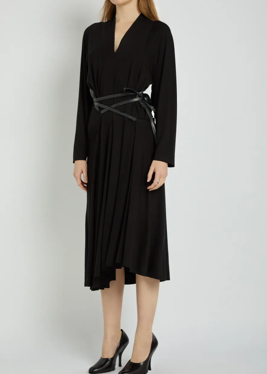 Belted jersey midi dress