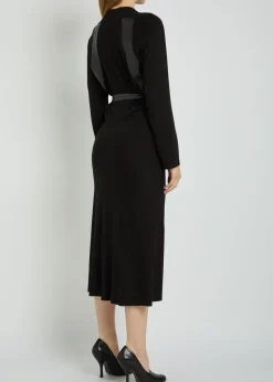 Belted jersey midi dress