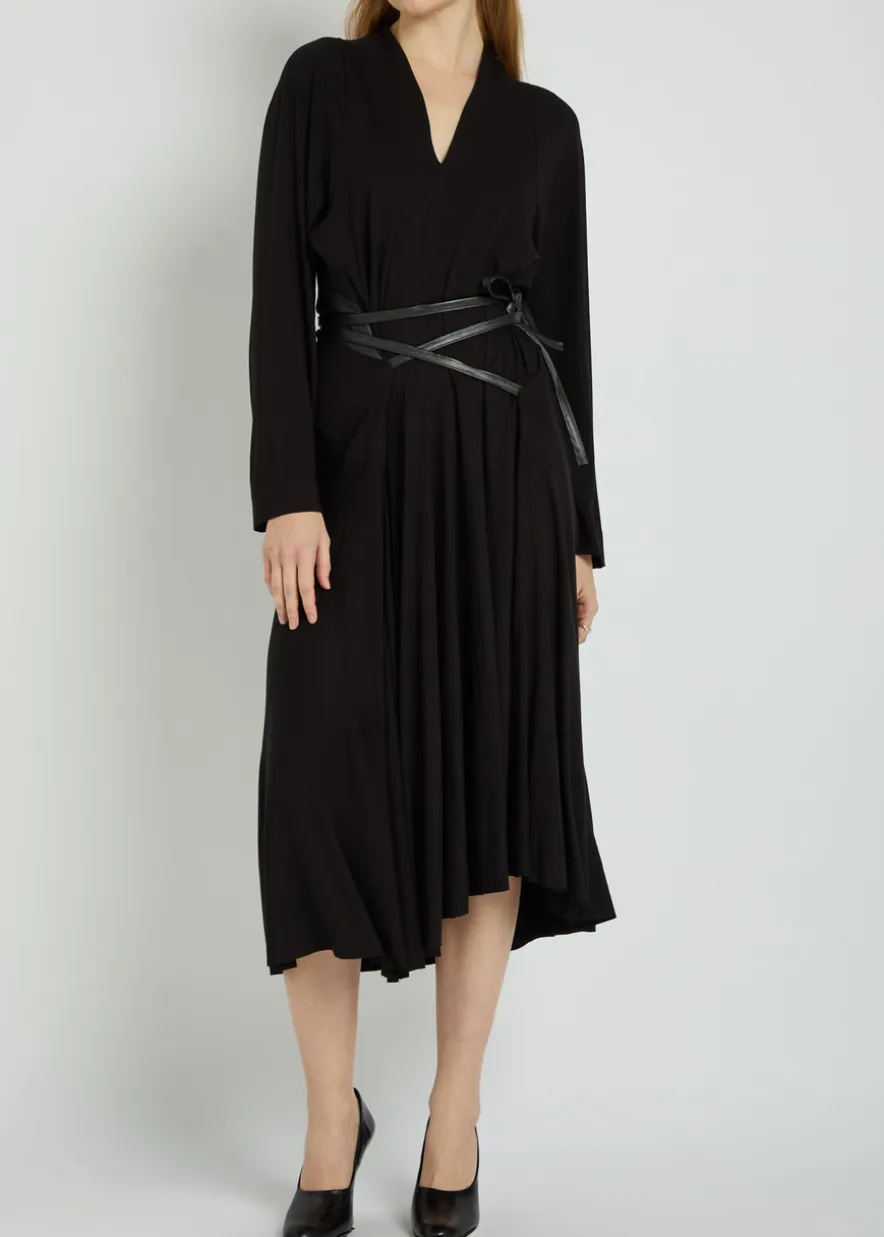 Belted jersey midi dress