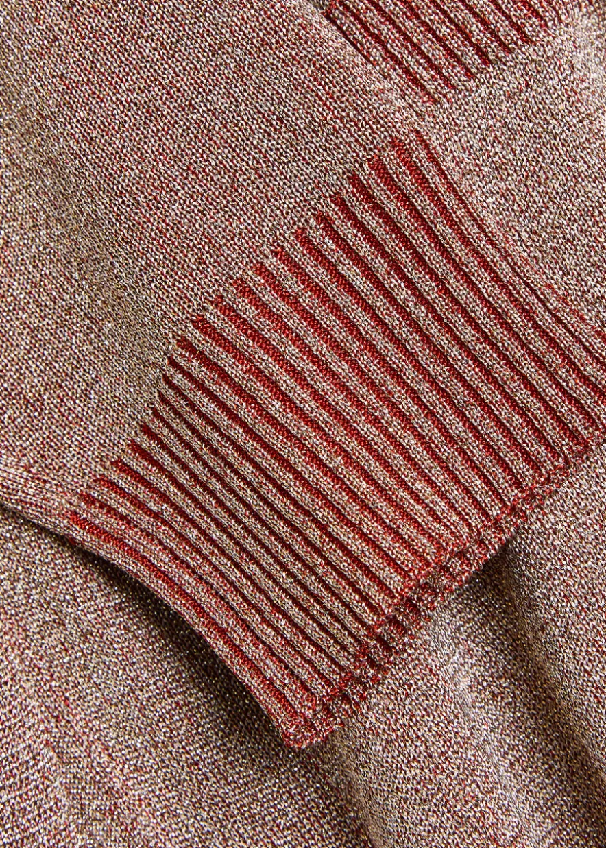 Belted lamé knit cardigan