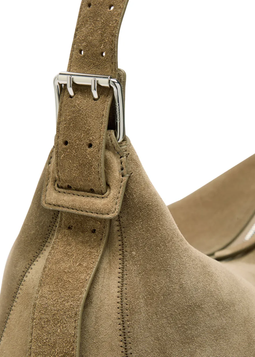 Belted leather hobo bag