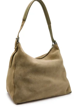 Belted leather hobo bag