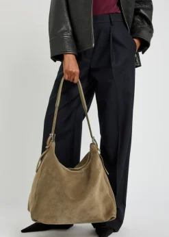 Belted leather hobo bag