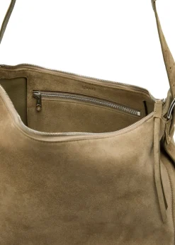 Belted leather hobo bag