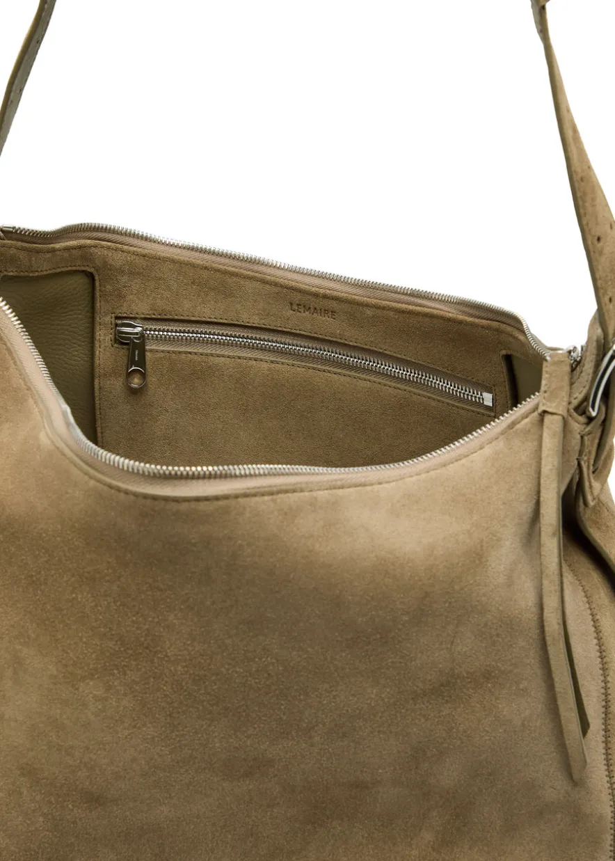 Belted leather hobo bag