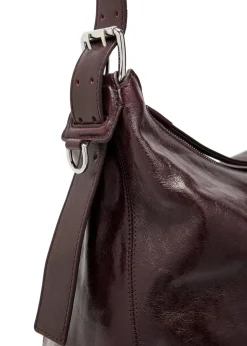 Belted leather hobo bag