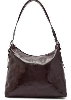Belted leather hobo bag