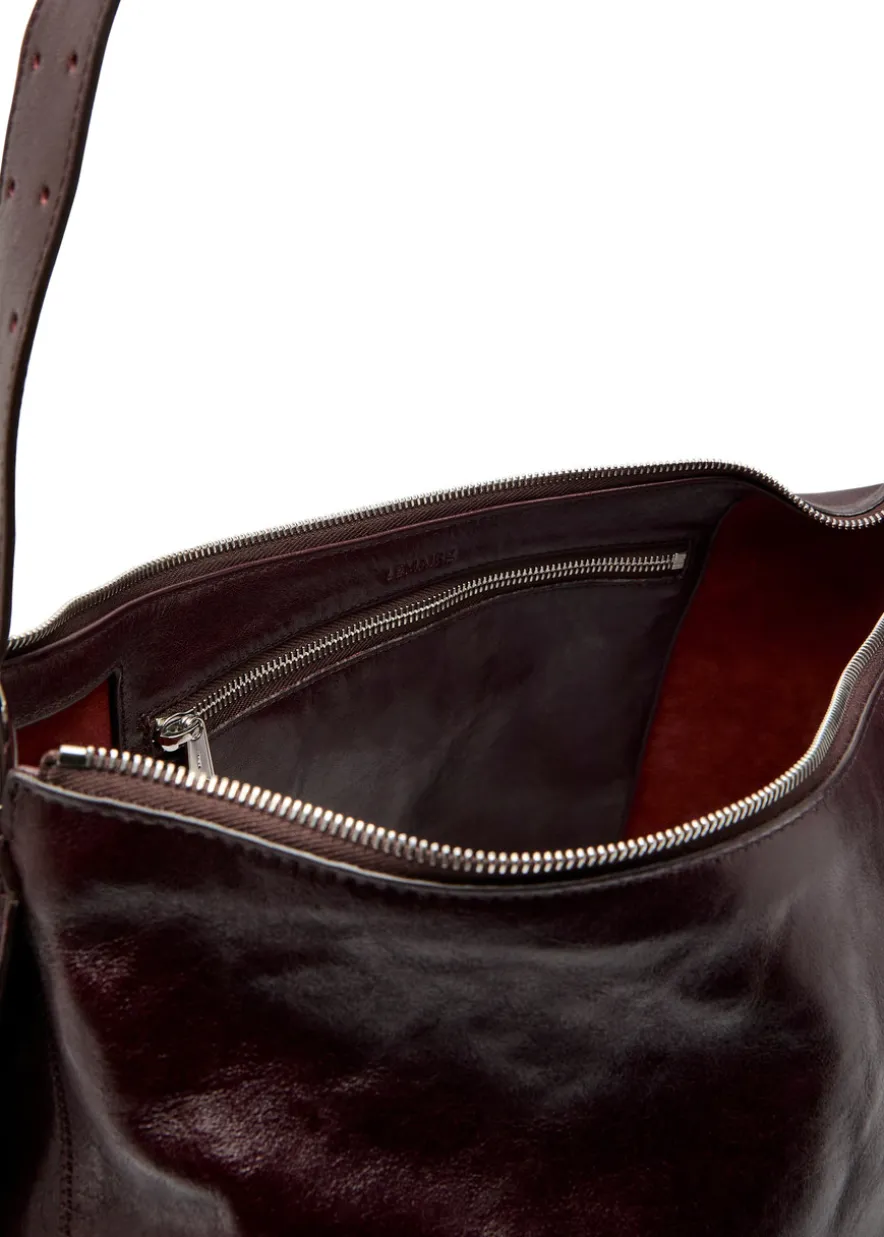Belted leather hobo bag