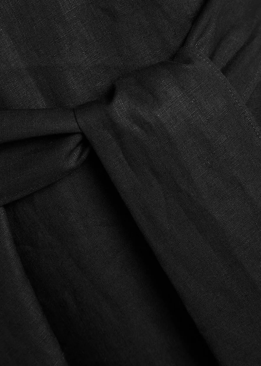 Belted linen midi dress