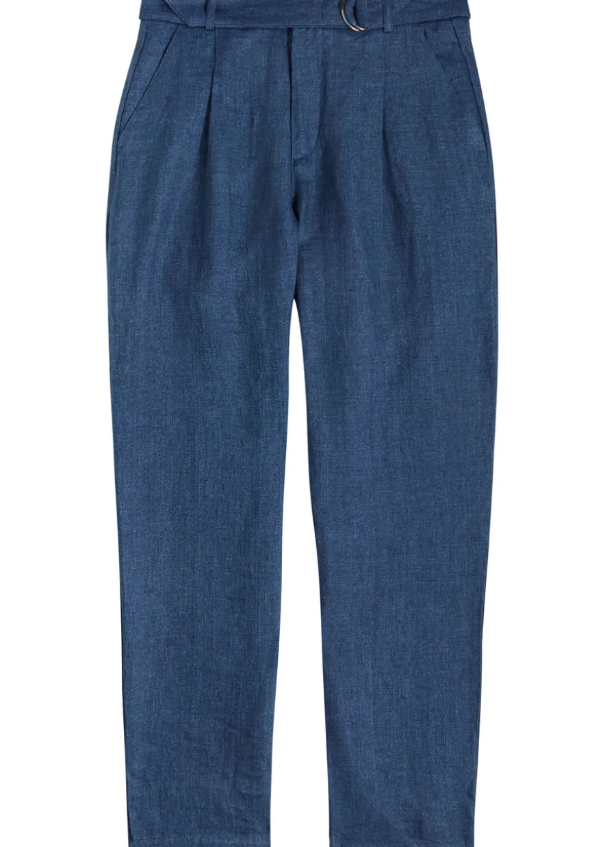 Belted linen trousers