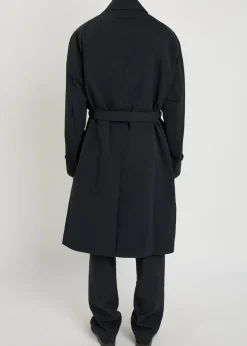 Belted nylon trench coat