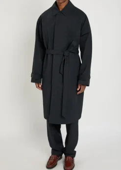 Belted nylon trench coat