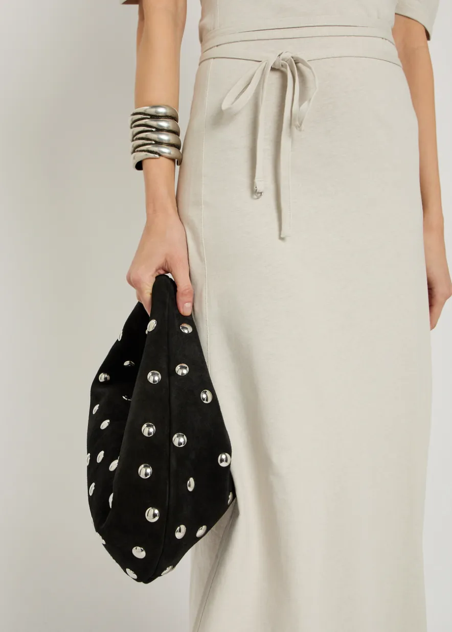 Belted off-the-shoulder cotton-blend midi dress