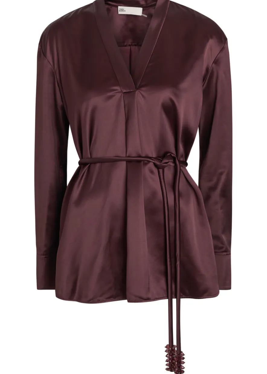 Belted satin top