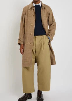 Belted silk and linen-blend coat