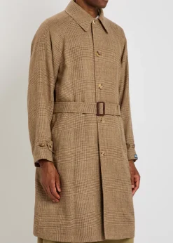 Belted silk and linen-blend coat
