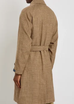 Belted silk and linen-blend coat