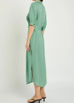 Belted silk midi dress