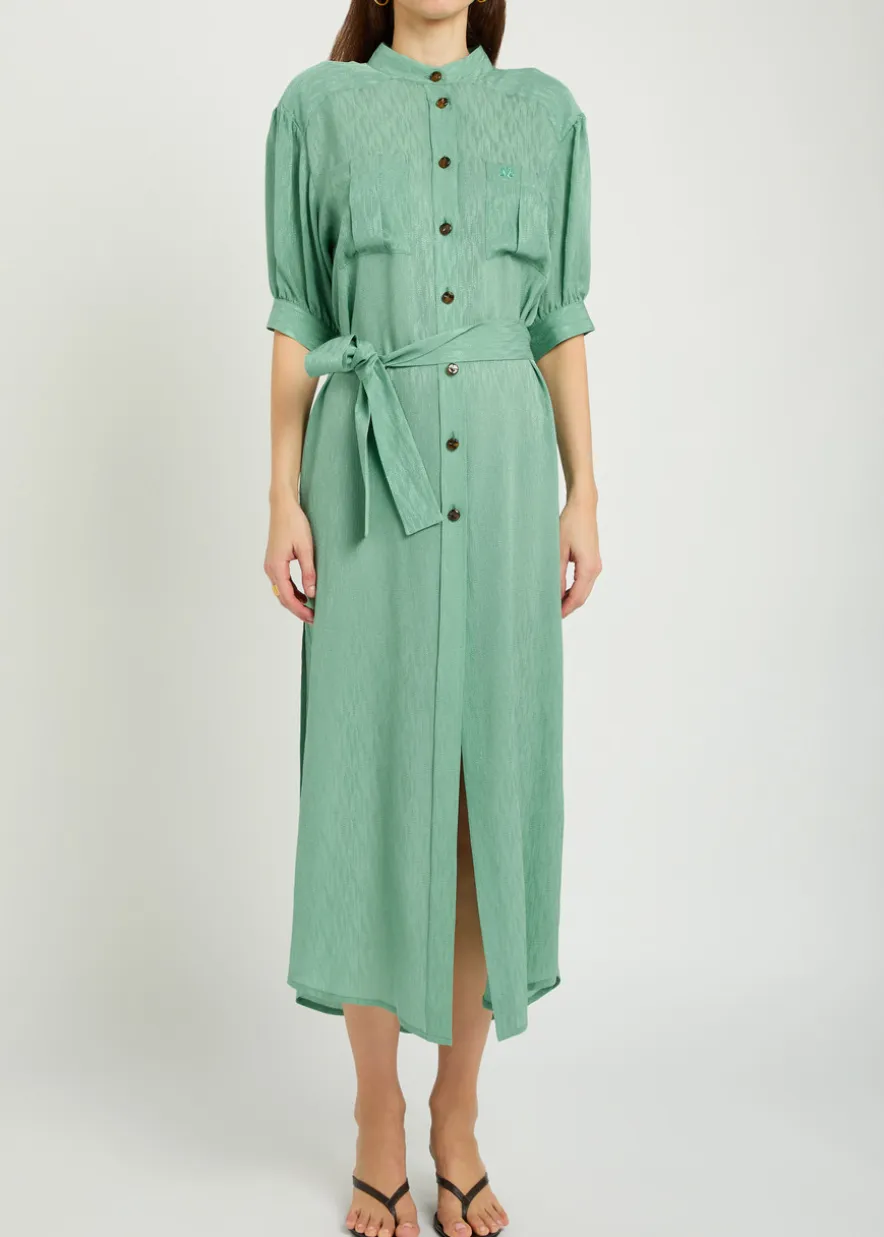 Belted silk midi dress
