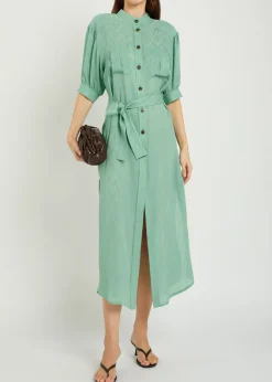 Belted silk midi dress