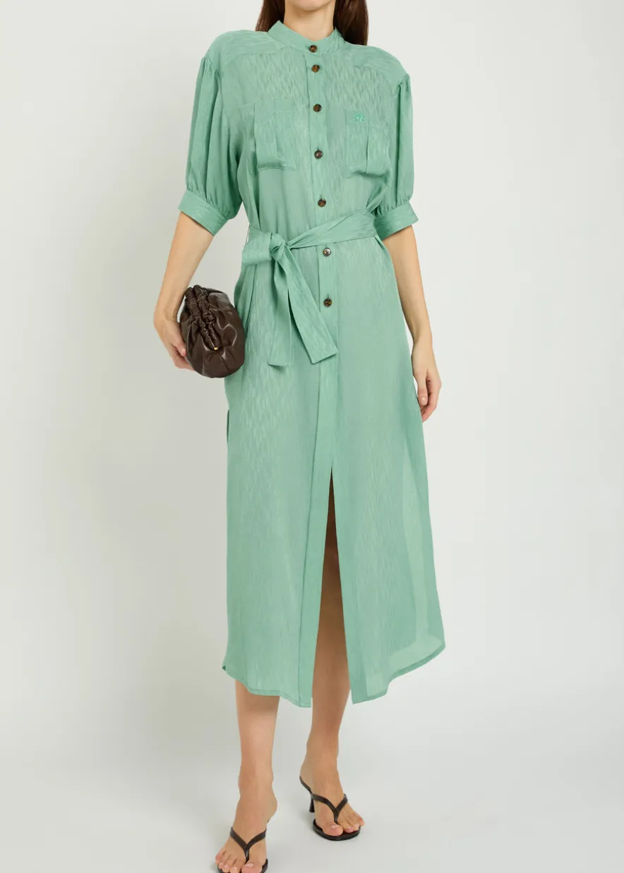 Belted silk midi dress