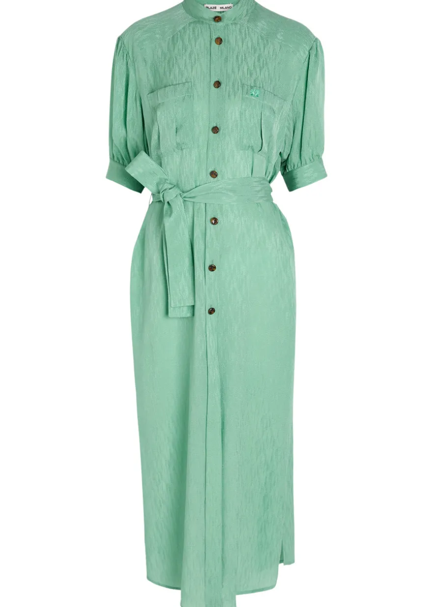 Belted silk midi dress