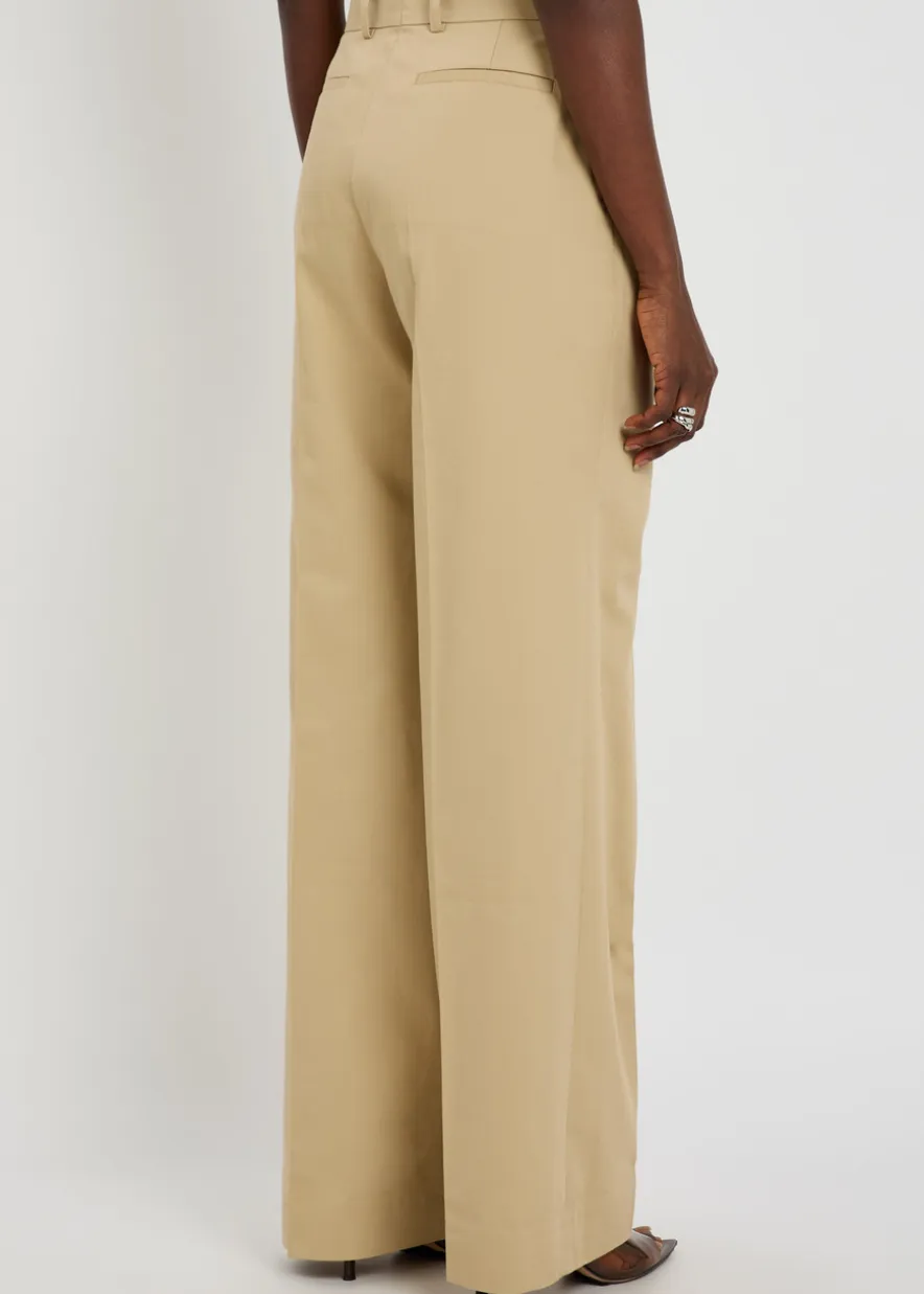 Belted straight-leg cotton-twill trousers