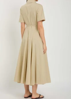 Belted stretch cotton-poplin midi shirt dress