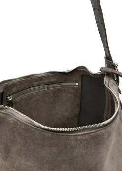 Belted suede hobo bag