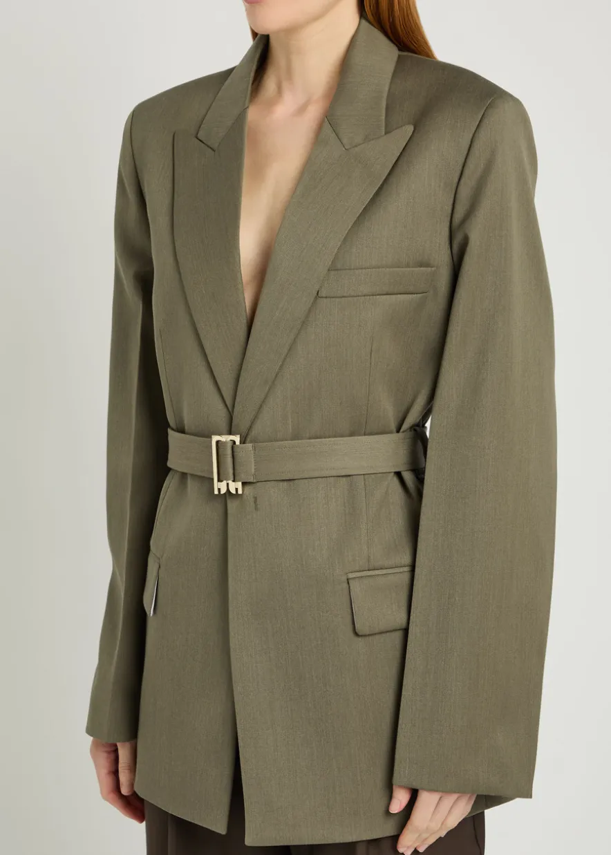 Belted twill blazer