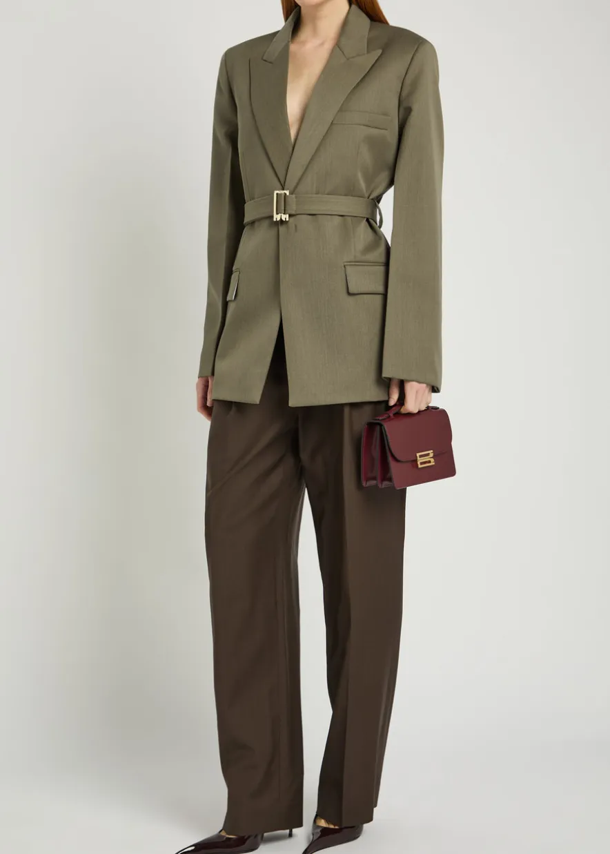 Belted twill blazer