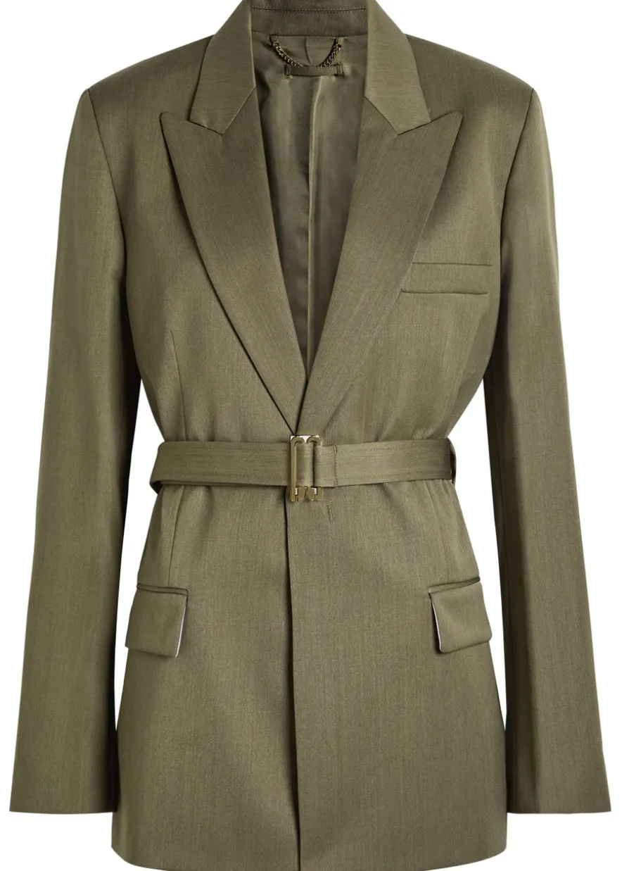 Belted twill blazer