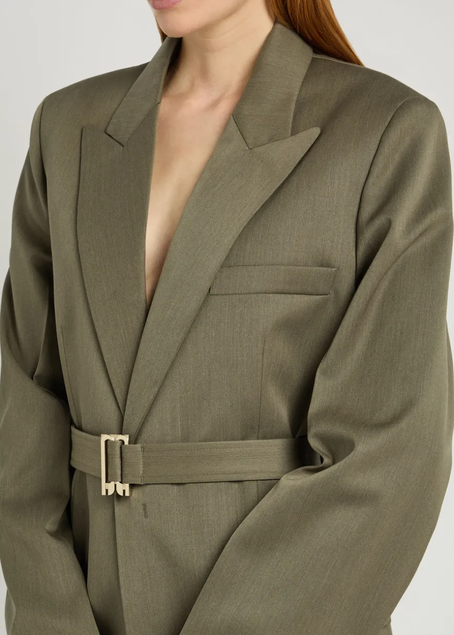 Belted twill blazer