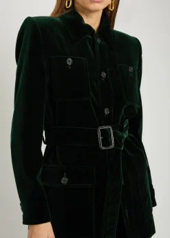 Belted velvet jacket