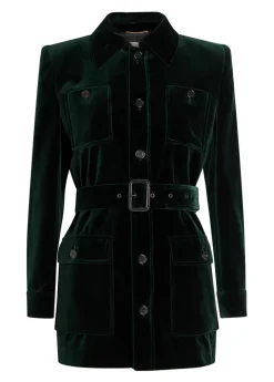 Belted velvet jacket
