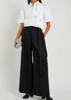 Belted wide-leg trousers
