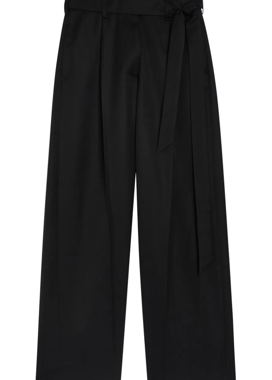 Belted wide-leg trousers