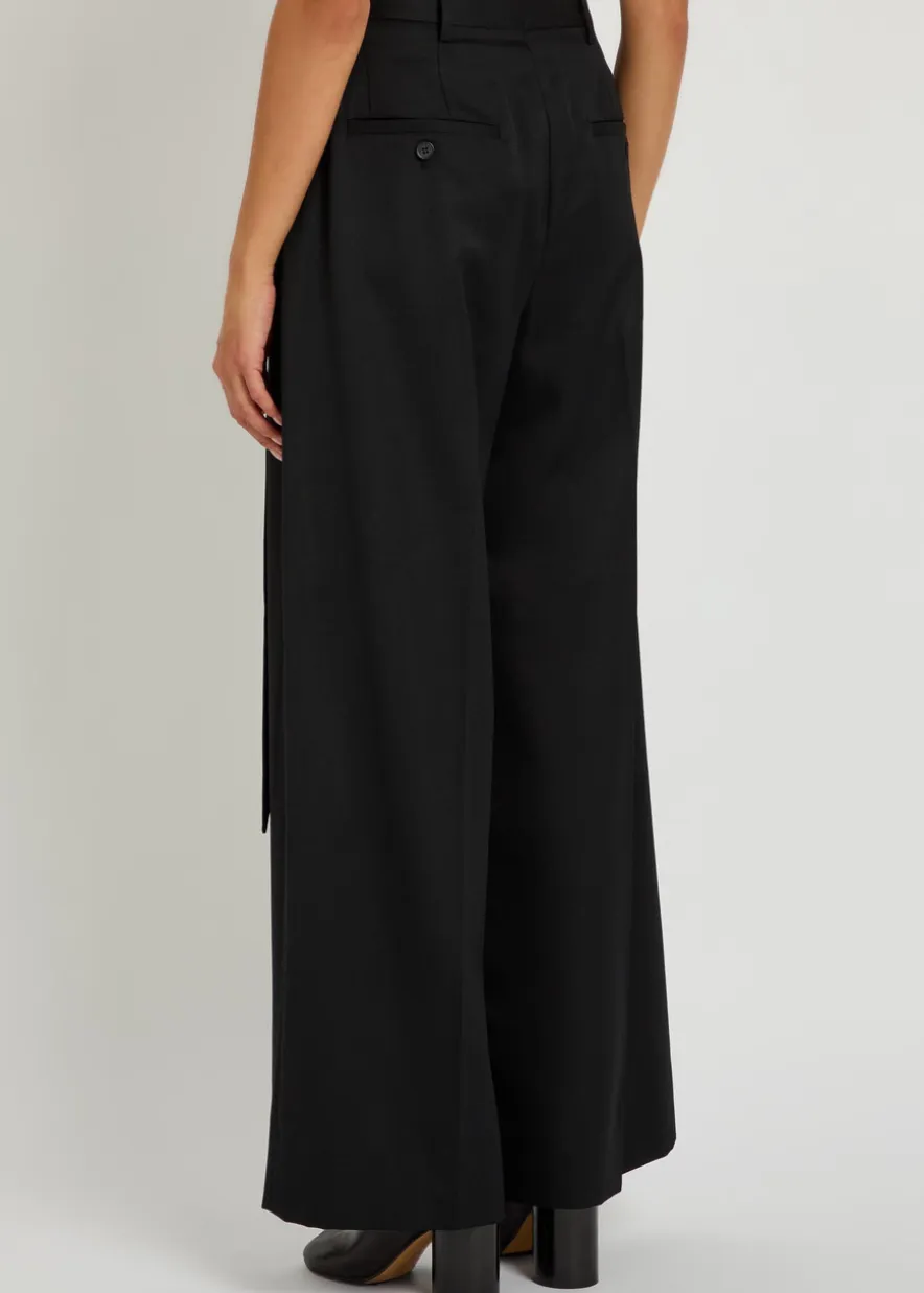 Belted wide-leg trousers