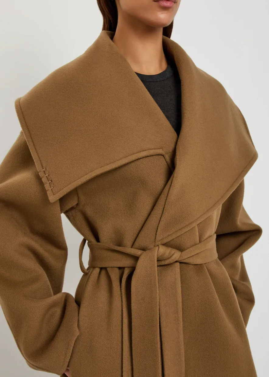Belted wool and cashmere-blend trench coat