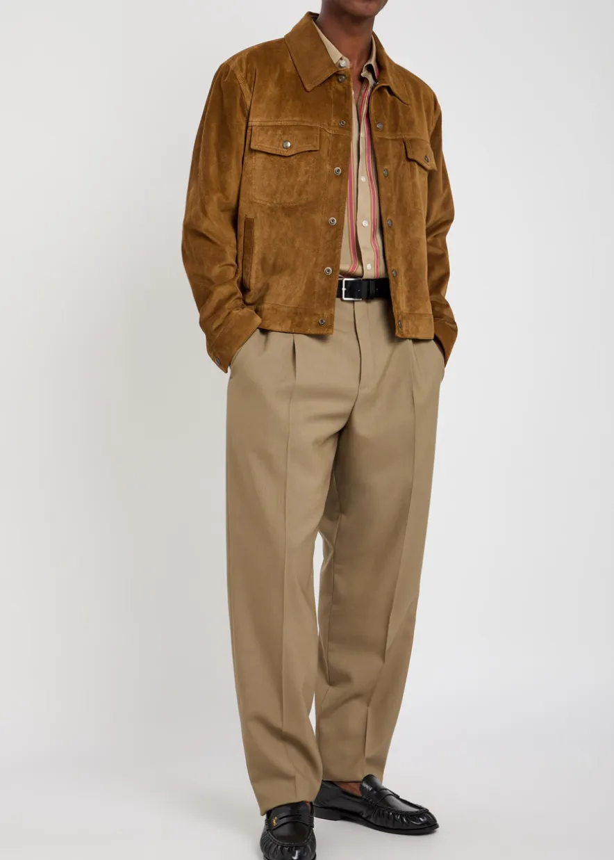 Belted wool and mohair-blend trousers