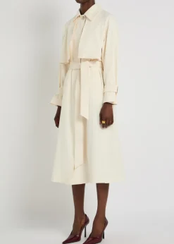 Belted woven trench coat