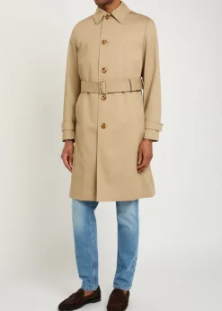 Belted woven trench coat